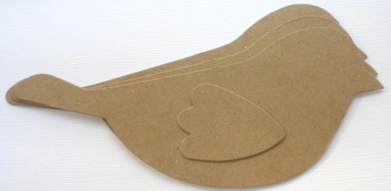 {3} *BiRD w/ WiNGS* Bare Unfinished Chipboard Die Cuts – 5 3/4″ x 2 7/8″