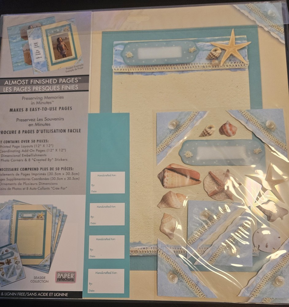 Paper Reflections scrapbook almost finished pages SEASIDE 50 pieces