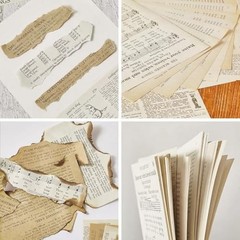 Zonon 114 Pieces 2 Sets Junk Journal Pages Vintage Old Book and Vellum Series