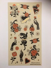 Stickii Club sticker sheet Roses Snakes Hearts Panther Hands Gold