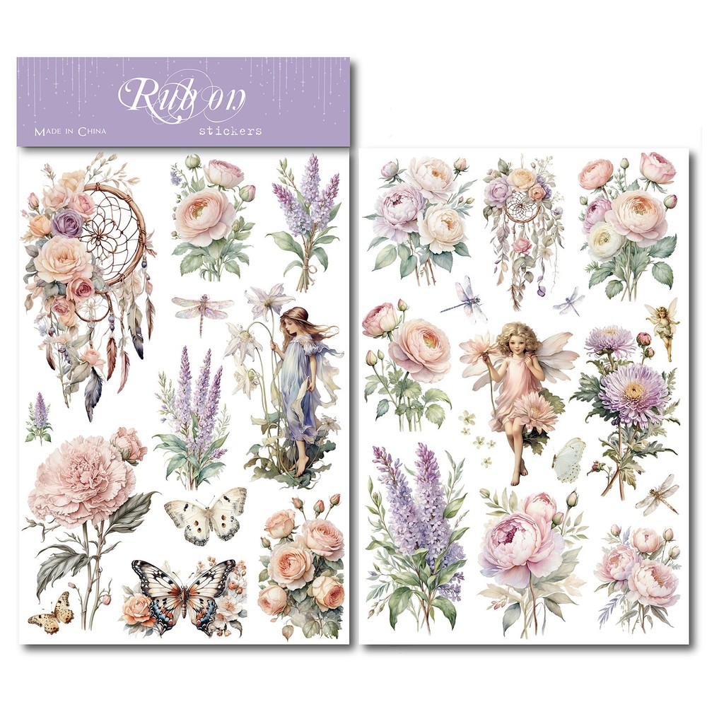 Fairy Rub-on Transfer Stickers 2 Sheets Use for Fabric Paper Wood Chips DIY