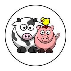 farm animals stickers, labels, tags, envelope seals barn yard birthday party