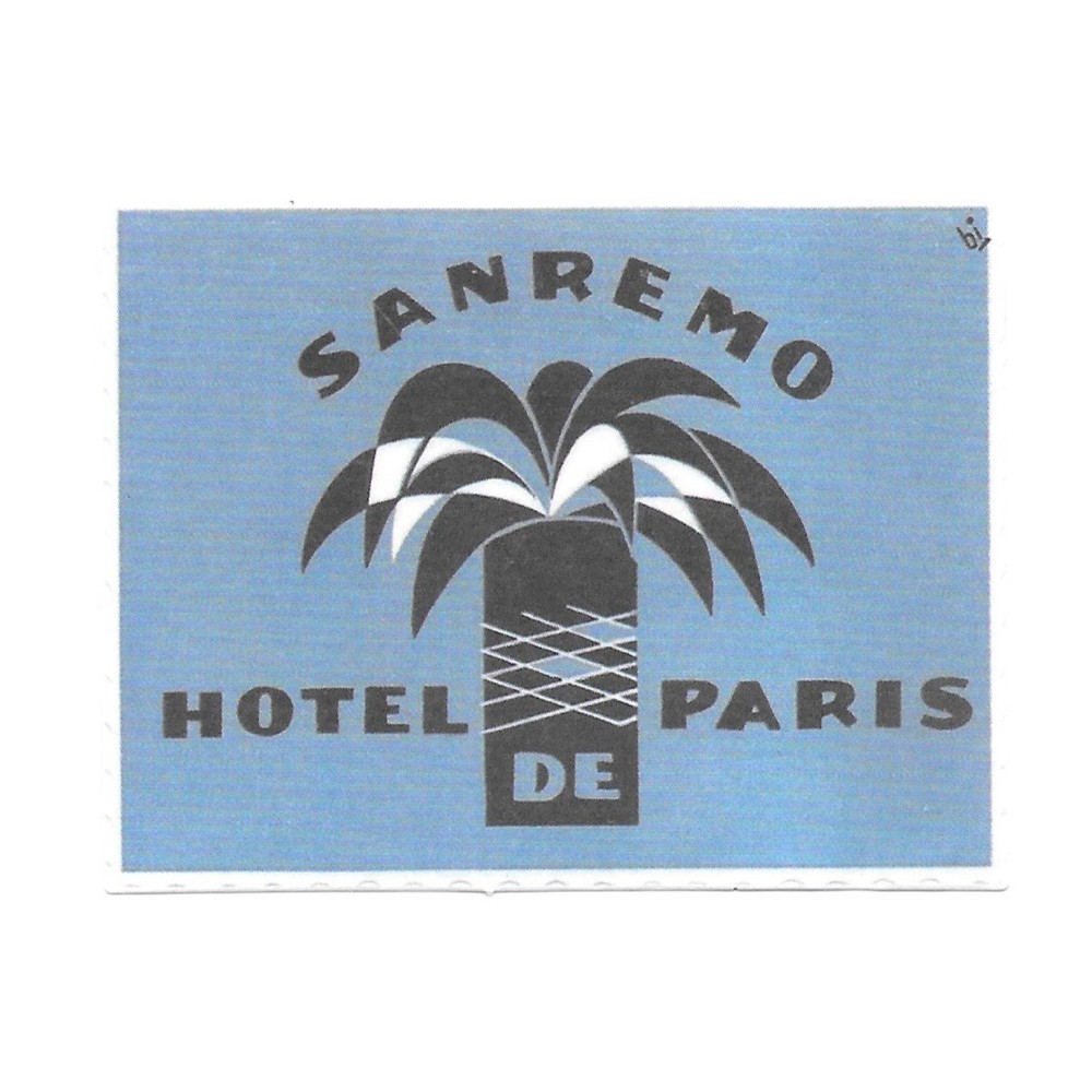 Vintage Sanremo Hotel De Paris France Travel Paper Sticker Decal Die Cut