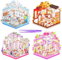 2 Sets Large 3D Sticker Scene House Stickers for Supermarket and Bookstore DIY