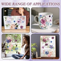 Flower Rub on Transfers for Crafts and 21 x 30 cm/8.26 x 11.81 inches,
