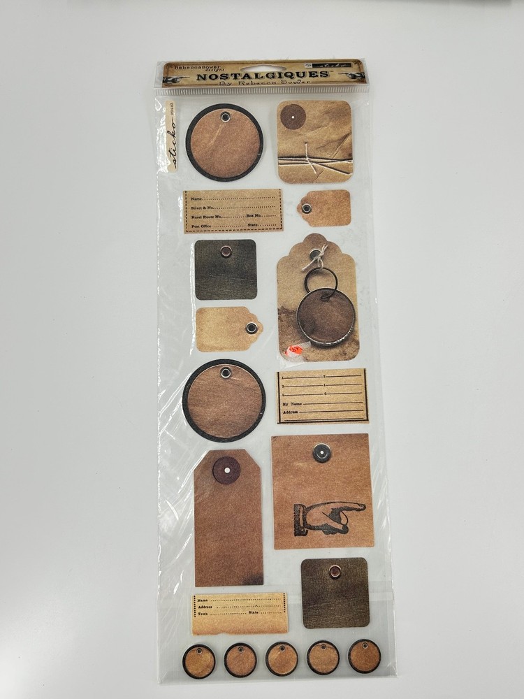 Rebecca Sower Nostalgique Stickers Vintage Tags 1 Sheet