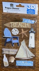 RARE 3D Paper House Day@ Beach Vacation Tropical Light Sail Boat Sea Summertime