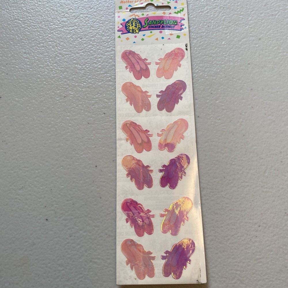 NEW Vintage SANDYLION Mother of Pearl 12 Shiny Pink Ballet Slipper Stickers