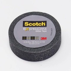 Scotch Expressions Glitter Tape, Black, 0.59 in x 196 in, 6 Rolls Craft Tape