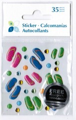 NEW pack SUMMER Colorful Flip Flops Dimensional Gems Scrapbook Stickers!
