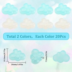 SUNNYCLUE 1 Box 40Pcs Cloud Cabochon Mini Resin Cabochons White, Blue