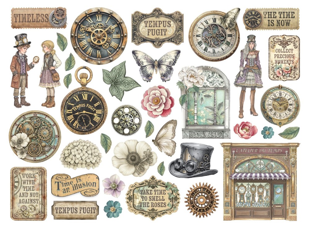 Stamperia GARDENS OF TIME Die Cuts Chipboard Steampunk Gears 38/pk DFLDC130