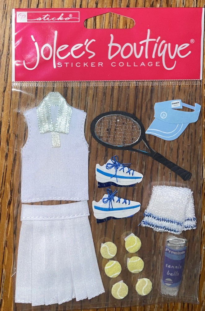 JOLEES TENNIS RACQUET BALL Women Uniform SHOES Visor Hat Sport Scrapbook STICKER