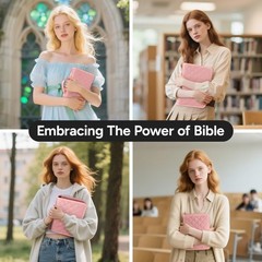Pink Bible Cover Case Adjustable Waterproof Quilted with 75 Tabs Medium NEW