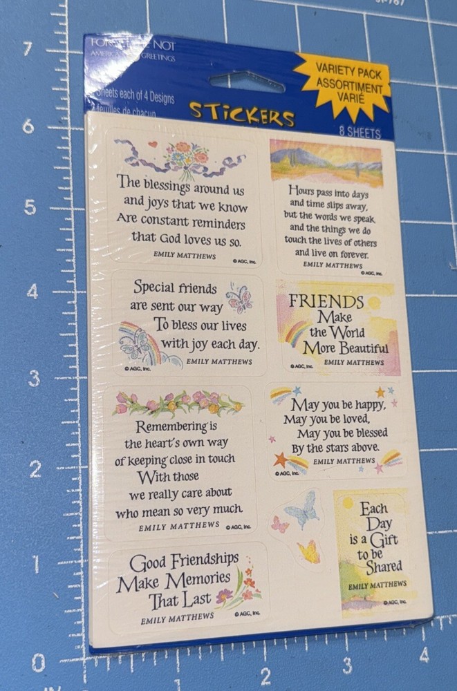 Forget Me Not American Greetings Stickers Variety Pack Emily Matthews 8 Sheets