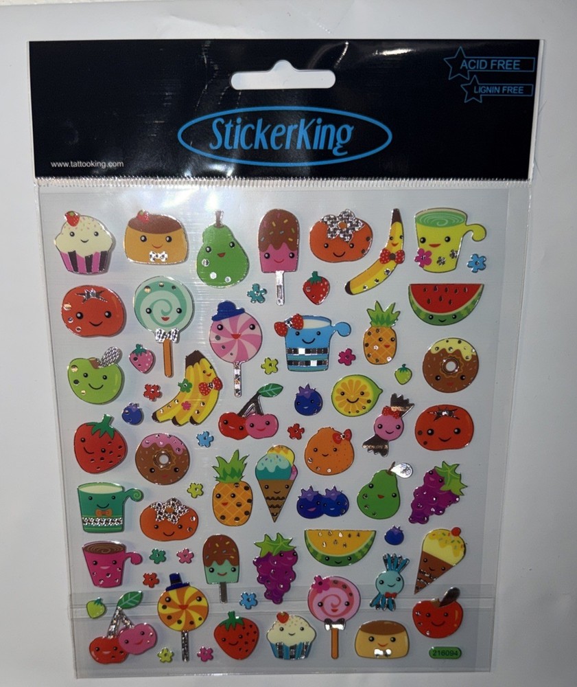 Scrapbooking Crafts Stickers Sticker King Food Faces Fruit Candy Cupcakes Donuts