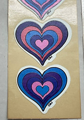 Lot of 2 Pieces Vintage BJ Stickers ‘on a roll’ Vending Hearts Colorful 1980s