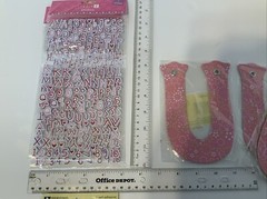 Scrapbook Embellishments Lot PINK ALPHABET Letters Stickers And Chipboard Love U