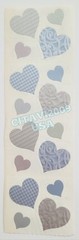 MRS GROSSMAN’S 2004 VINTAGE STICKERS TEXTURED EMBELLISHED HEARTS Grey Blue Lilac