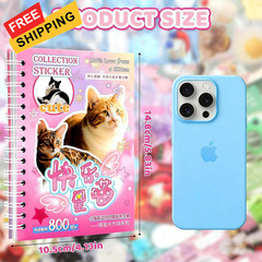 Cat Sticker Book, 30 Pages Over 800 + 10pcs Creative Kawaii Style 1