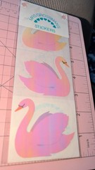 Vintage Mrs Grossmans Stickers Pearl Opal Swans Jumbo Stickers New 4 In Pack
