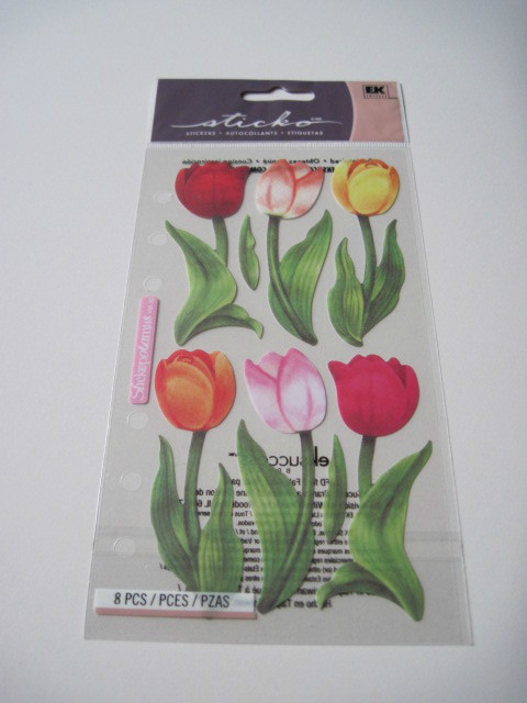 Scrapbooking Crafts Stickers Sticko Tulips Orange Pink Red Yellow Stems Leaves