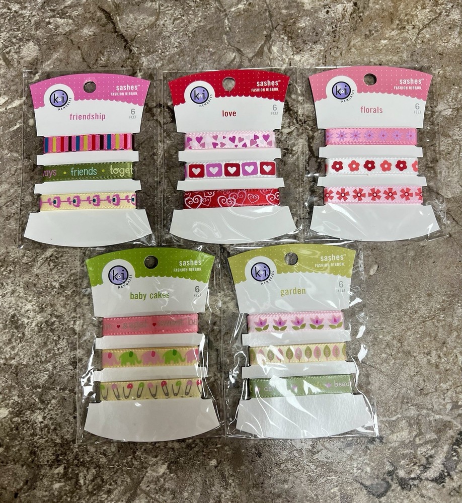 Ribbon Sashes Fashion KI Memories New Lot of 5 Scrapbooking Card Making 30’