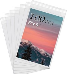 Acid-Free Picture Sleeves, 100Pack Crystal Clear Storage Bags for 6X9 Art Pri…