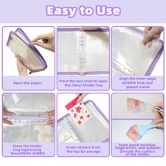 Mlife Sticker Storage Organizer, Organizer Binder Star Purple