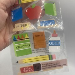 Sticko School Supplies Stickers Pencil Crayon Glue Notebook Apple Back To School