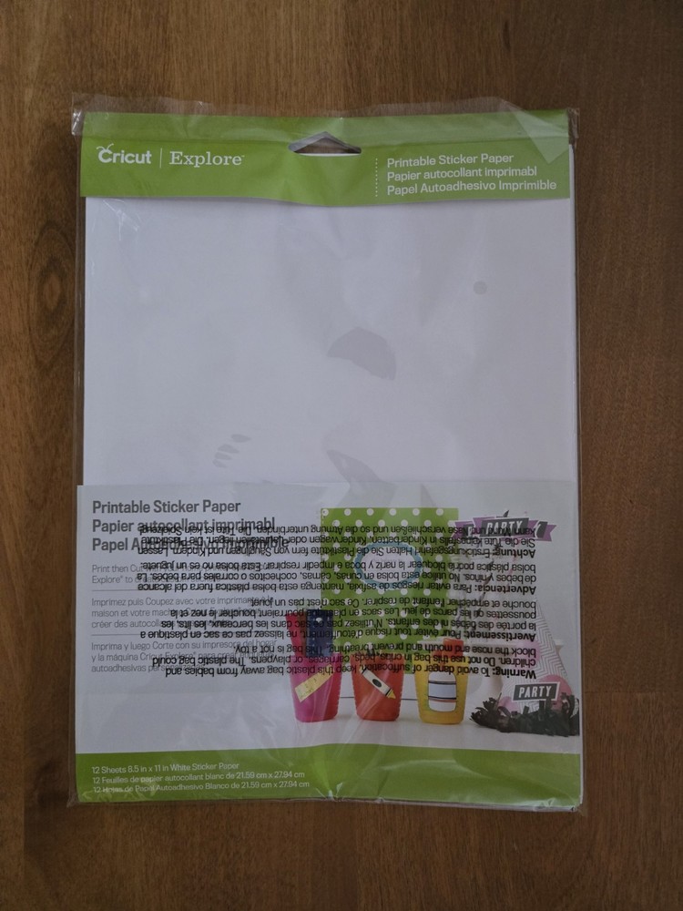 CRICUT PRINTABLE STICKER PAPER 8.5X11 1/2″ for Cricut Explore 12 Sheets New