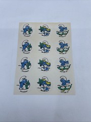 Vintage 80s Stickers Smurf Scratch n Sniff Spearmint 1982 Unused