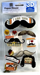 Paper House 3D Mustache Stickers Fu Man Chu Scrapbooking Dimensional Crafts 2014