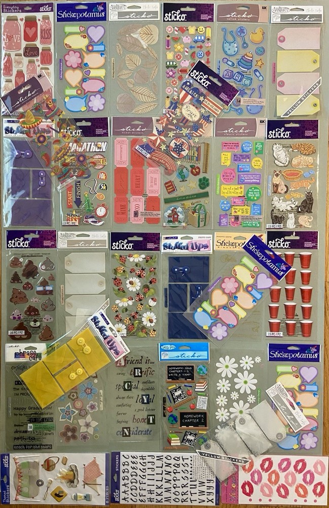 Lot Of 33 Sheets Sticko Stickers! All Occasion!