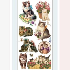 Violette Stickers – Cats – 1 Victorian Cat Sticker Sheet – Scrapbooks Stationery