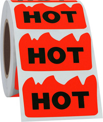 500pcs Rave Hot Stickers 2 x 1-1/5 Inch Fluorescent Red Hot Flame Fire Shape Lab