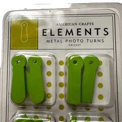 Photo Turns & Brads CRICKET Bright Green, Arrow, Round, Pointed & Flat Off