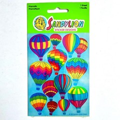 Sandylion Prismatic Hot Air Balloons Stickers Rainbow Foil 1 Sheet Sealed Vtg