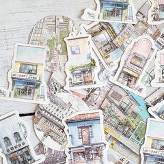 45PCS Asian Building Stickers – Kawaii Stationery Scrapbooking Diary Stickers