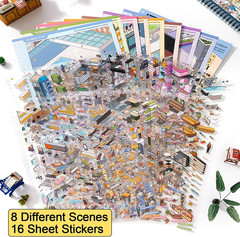 Large DIY 3D Sticker Scene Book for Adults Kids 8 Sets | Make Your Own Shop Hous