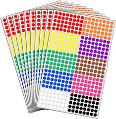 6000 Pack, 1/4″ Small Colored Dot Stickers round Labels – 10 Colors