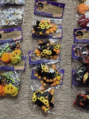 Halloween Scrapbook Felt Stickers, Fall Leaves, & Googly Eyes LOT OF 19