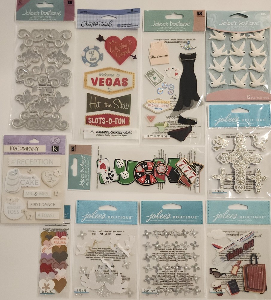 JOLEE’S BOUTIQUE K&Co Creative Touch 11 Packs Scrapbook Stickers VEGAS WEDDING
