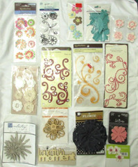 RECOLLECTIONS WOOD CRAFT FLOWERS & RHINESTONES 15 CT LOT NWT #14 CR32
