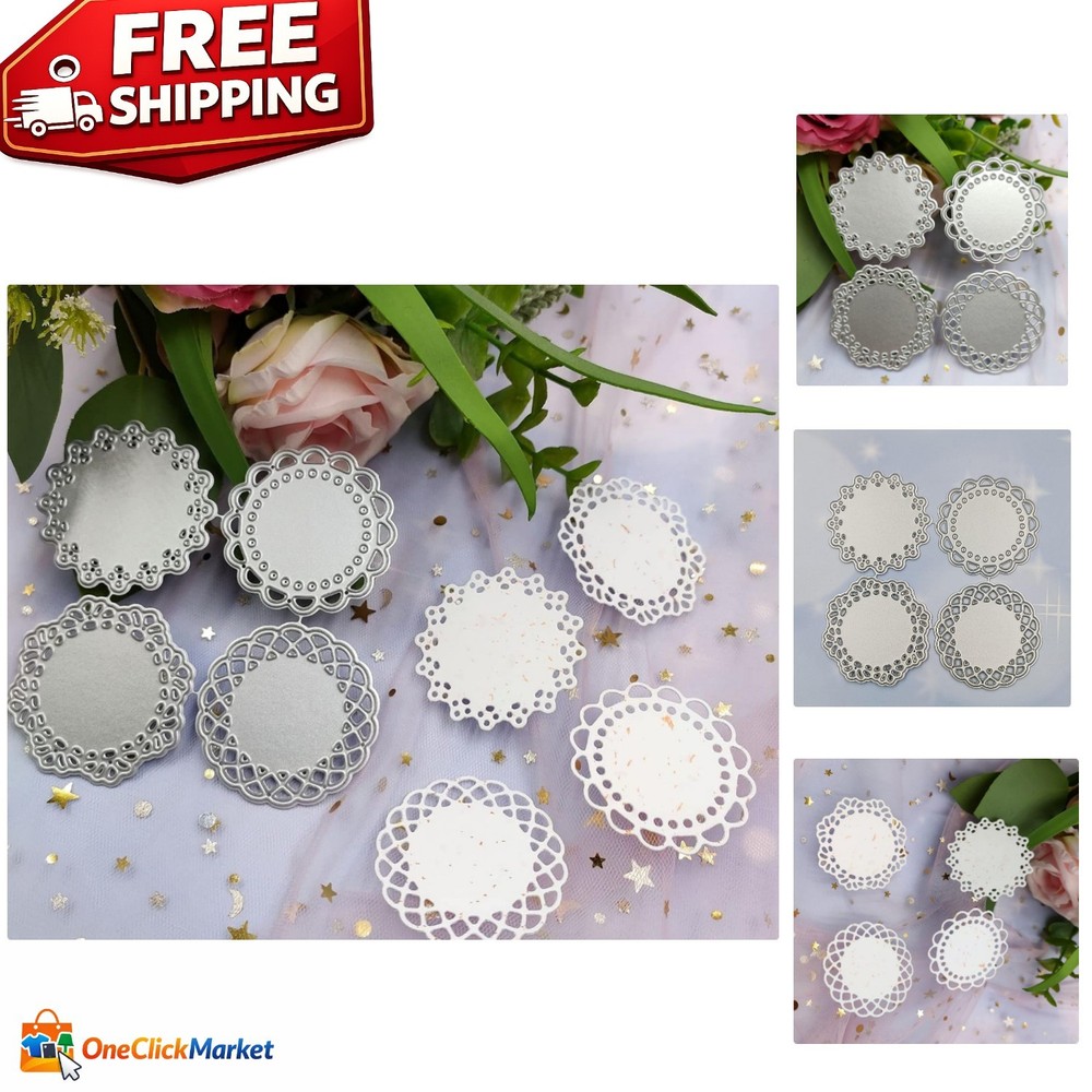 High-Quality Metal Die Cuts Set – 1.9″ Lace Flower Borders for Creative Projects