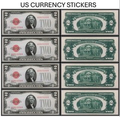 $2 Two Dollar 1928 Legal Tender Note (US CURRENCY STICKERS) (Lot Of 4)