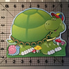 5 Paper Cut Out Turtles, Craft Pieces, about 6 x 7” open pad, attached at top, 5
