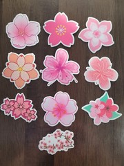 STICKERS x 10 Flowers Pink Cherry Blossom Orchid Tree Sticker CHE3