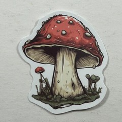 Die Cut Sticker Red-Brown Mushroom Mycology Nature Earth Tones