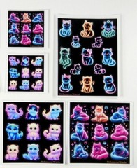 Neon Cats & Kittens Or Paws Sticker Sheet *You Choose*